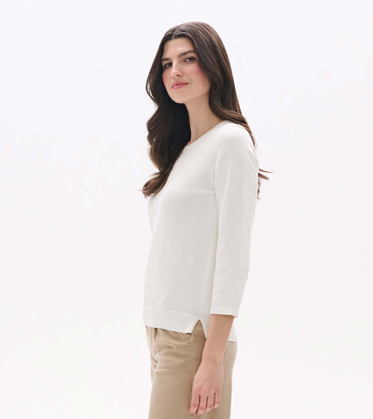 3/4 Sleeve Knit Top - White - Hatley Women