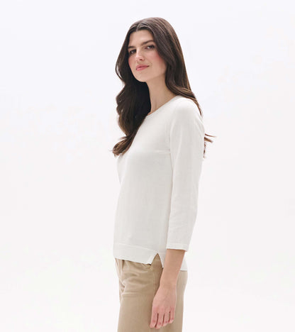 3/4 Sleeve Knit Top - White - Hatley Women
