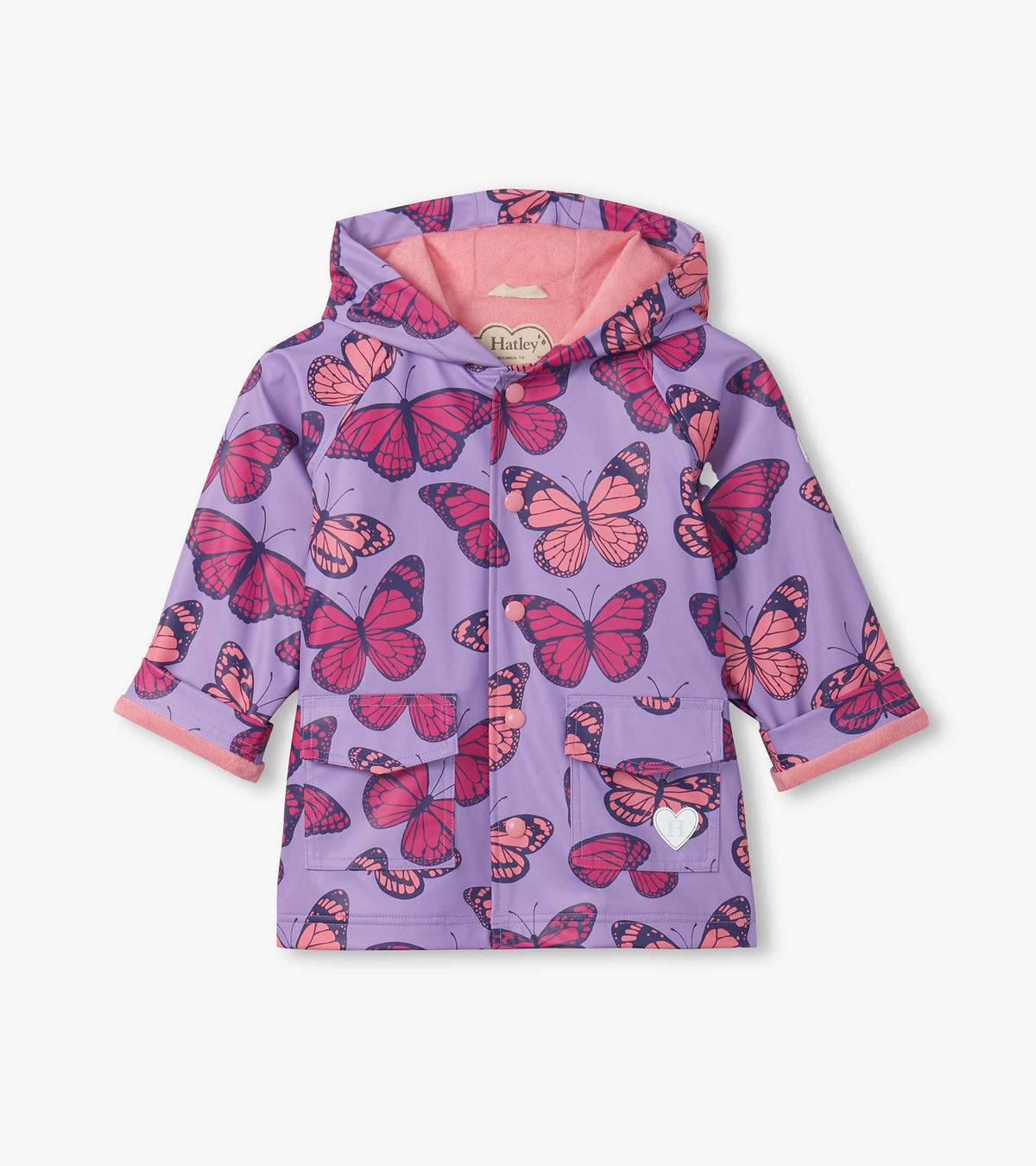 Girls Violet Butterflies Rain Jacket - Hatley Girls