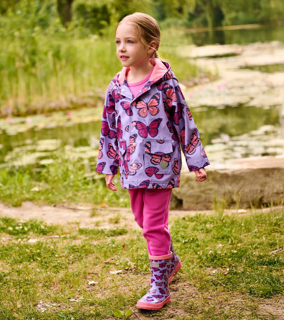 Girls Violet Butterflies Rain Jacket - Hatley Girls