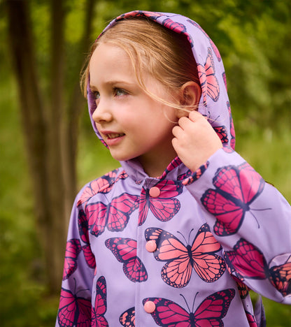 Girls Violet Butterflies Rain Jacket - Hatley Girls