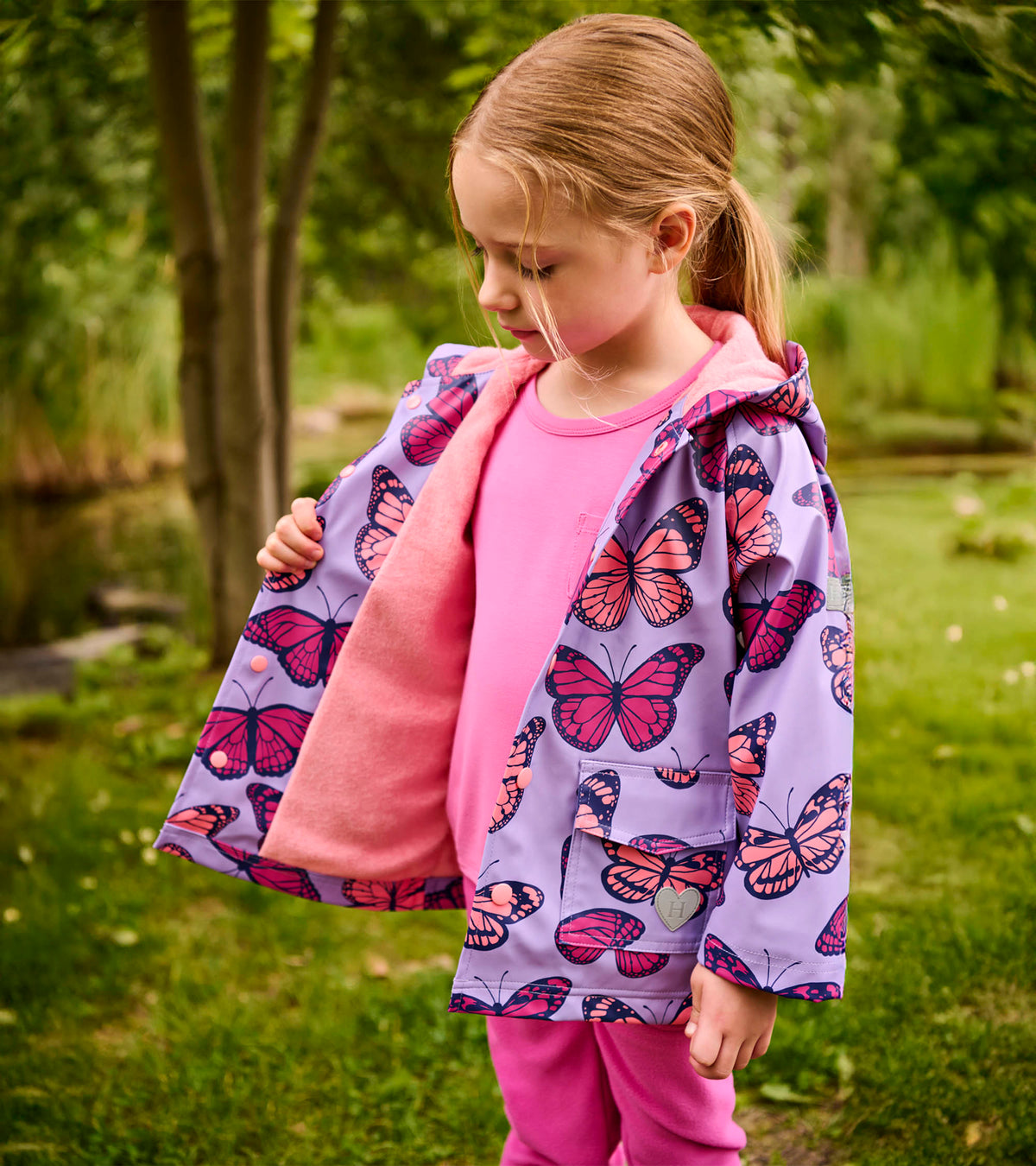 Girls Violet Butterflies Rain Jacket - Hatley Girls
