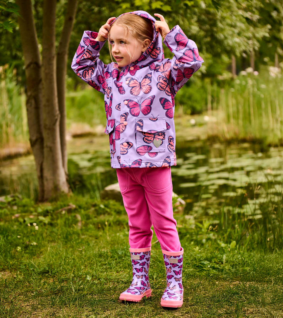 Girls Violet Butterflies Rain Jacket - Hatley Girls