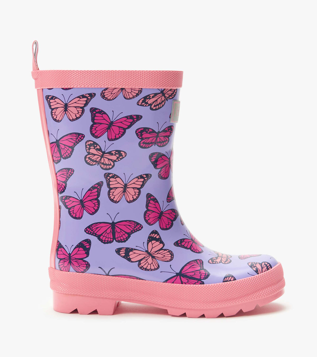 Girls Violet Butterflies Shiny Rain Boots - Hatley Girls