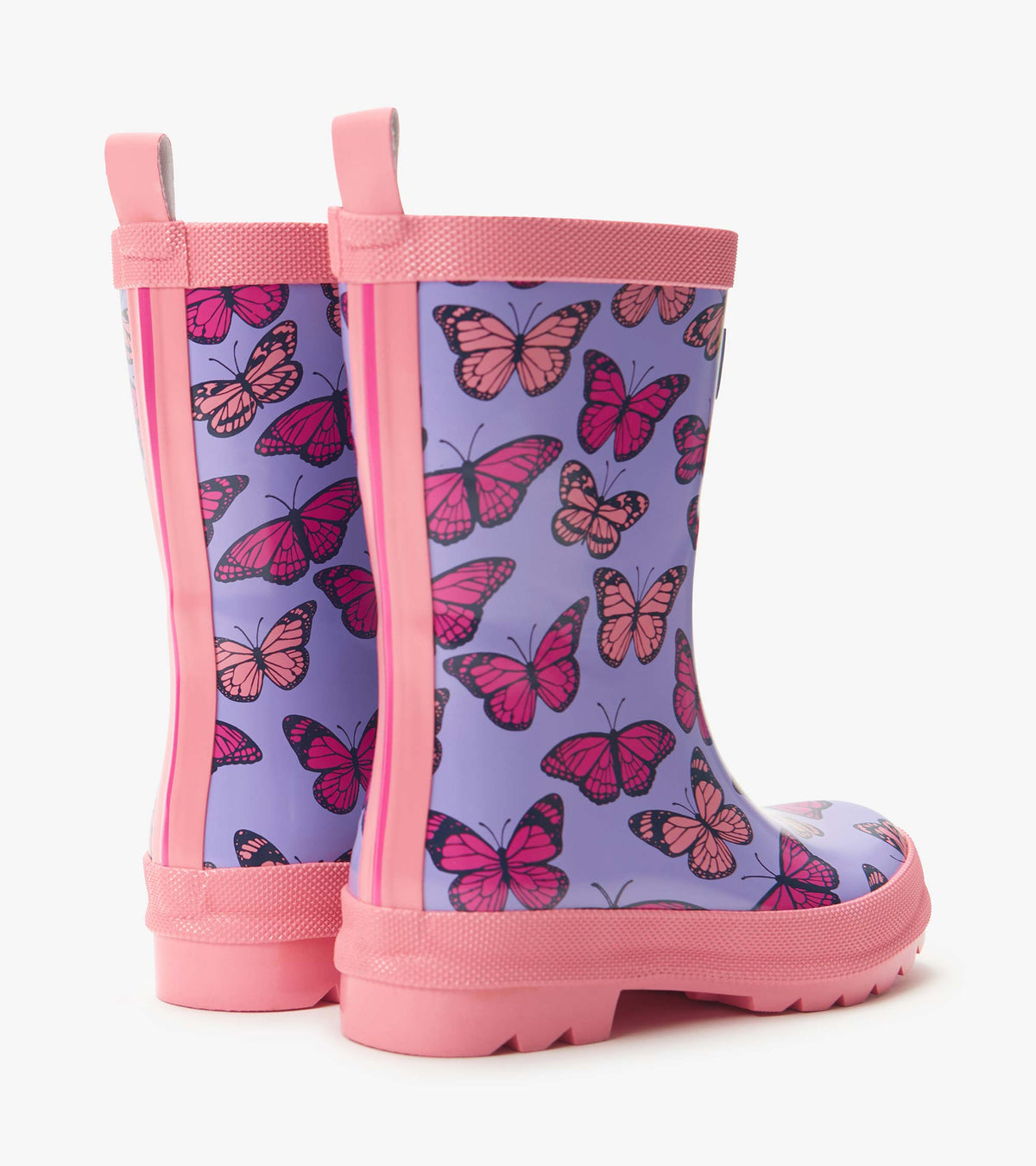 Girls Violet Butterflies Shiny Rain Boots - Hatley Girls