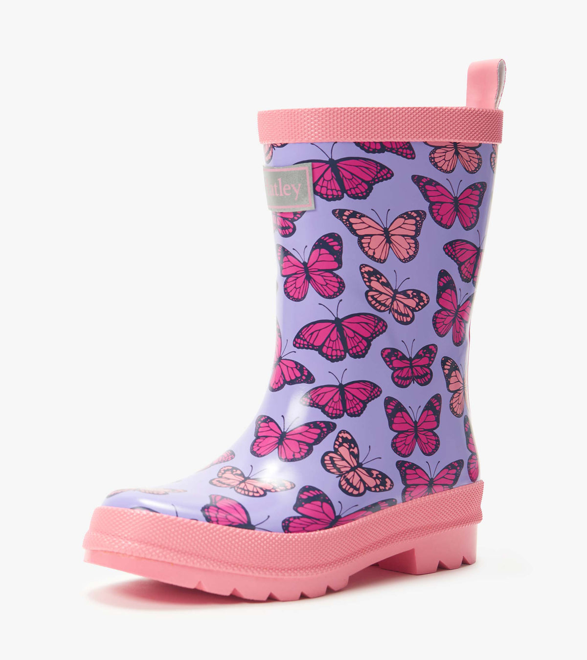 Girls Violet Butterflies Shiny Rain Boots - Hatley Girls