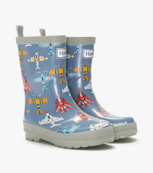 Boys Airplanes Shiny Rain Boots - Hatley Boys